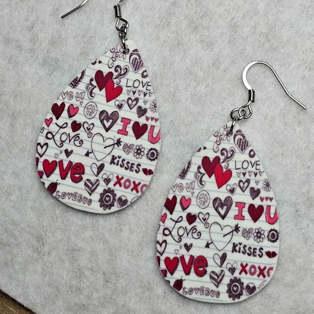 Handmade Valentines earrings (Double-sided)
